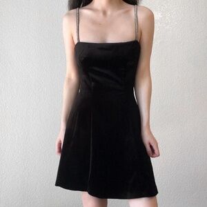BRAND NEW / NWT ZARA mini dress black velvet with diamond rhinestone straps